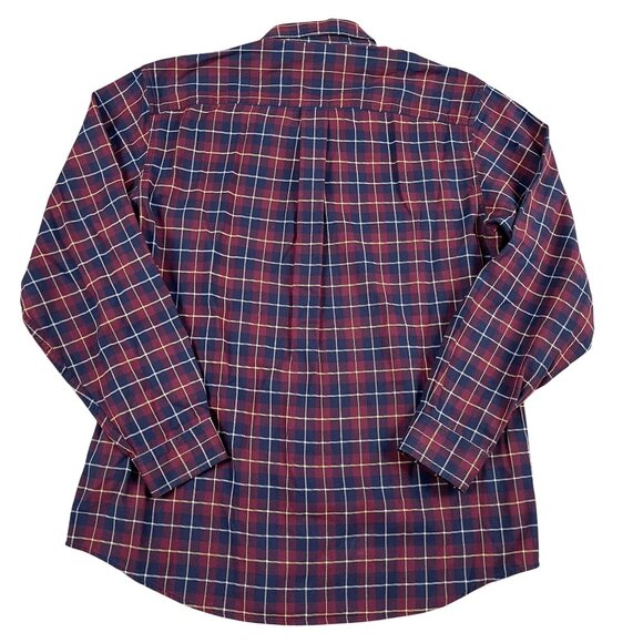 L.L. Bean Traditional Fit Red & Blue Plaid Button Down Sz Medium - Picture 2 of 4